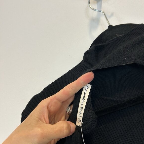 NWT ABERCROMBIE & FITCH Size Medium Black Open-back Midi Sweater Dress - Picture 6 of 10